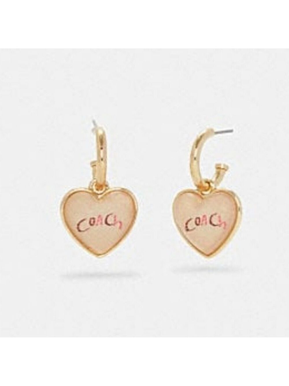 Coach Signature Heart Huggie Earrings